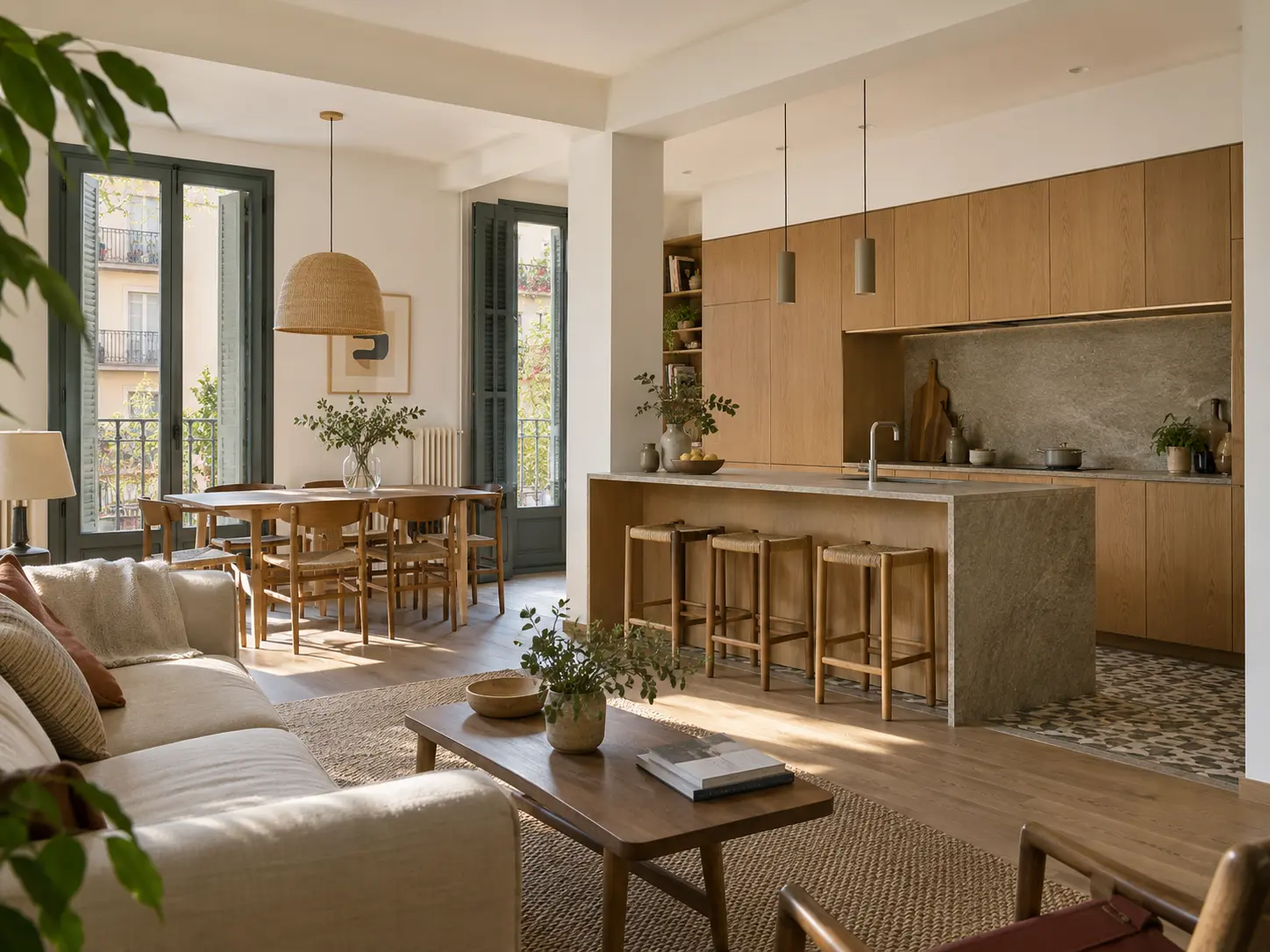 Interior residencial con mobiliario a medida